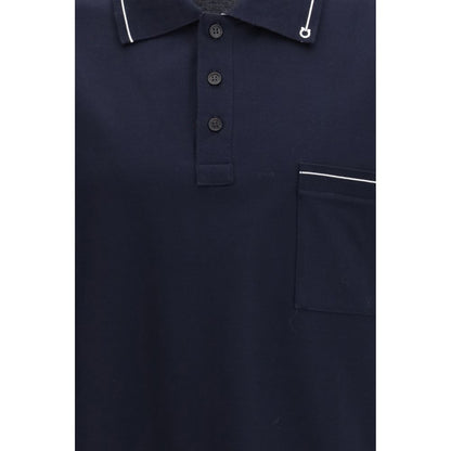 Blue Cotton Polo Shirt