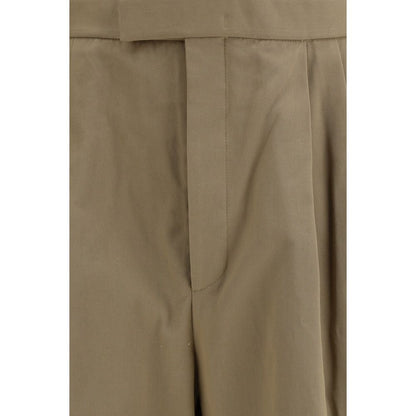 Beige Cotton Casual Pants