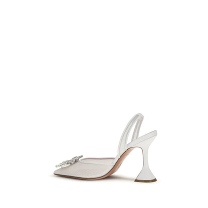 White Polyester Platform Pumps