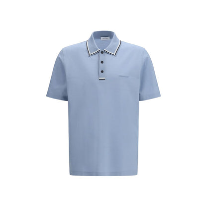 Blue Cotton Polo Shirt