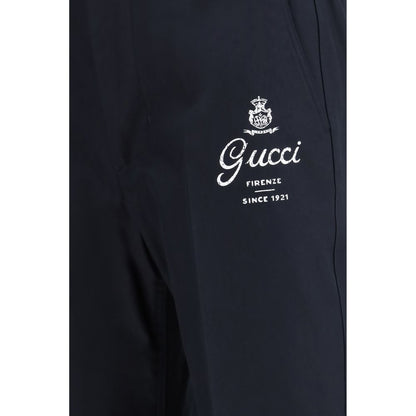Blue Cotton Casual Pants