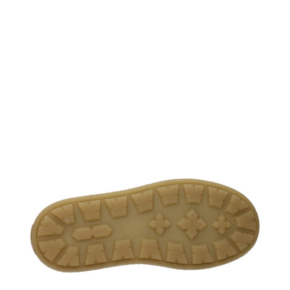 Beige Leather Platform Loafers