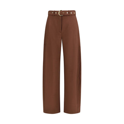 Brown Viscose Casual Pants