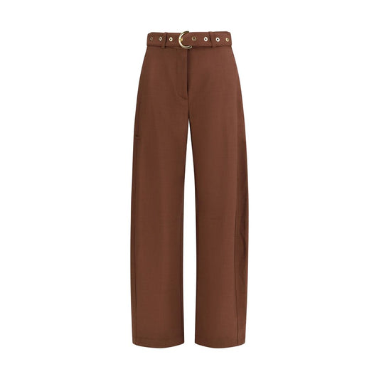 Brown Viscose Casual Pants