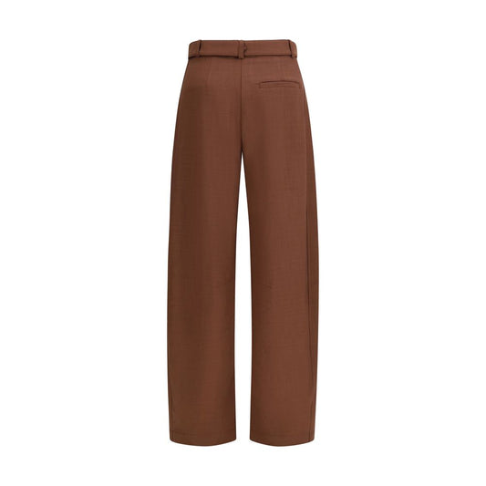 Brown Viscose Casual Pants