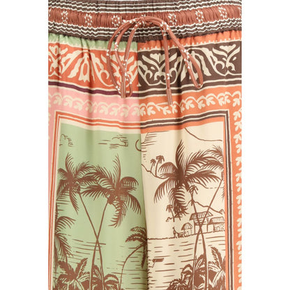 Multicolor Silk Casual Pants