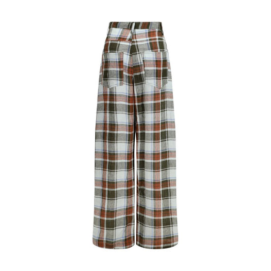 Multicolor Linen Casual Pants