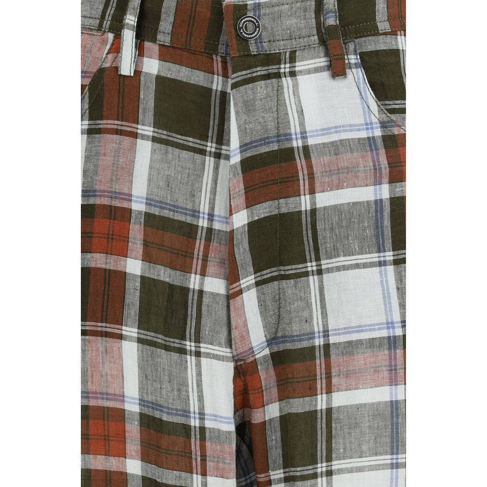 Multicolor Linen Casual Pants