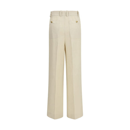 Beige Viscose Casual Pants
