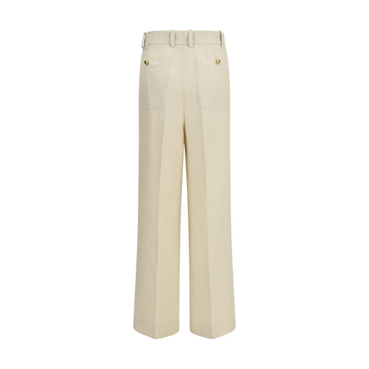 Beige Viscose Casual Pants