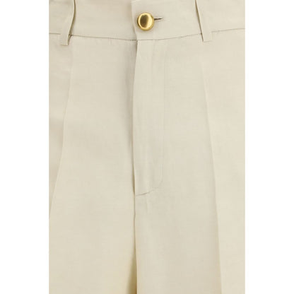 Beige Viscose Casual Pants