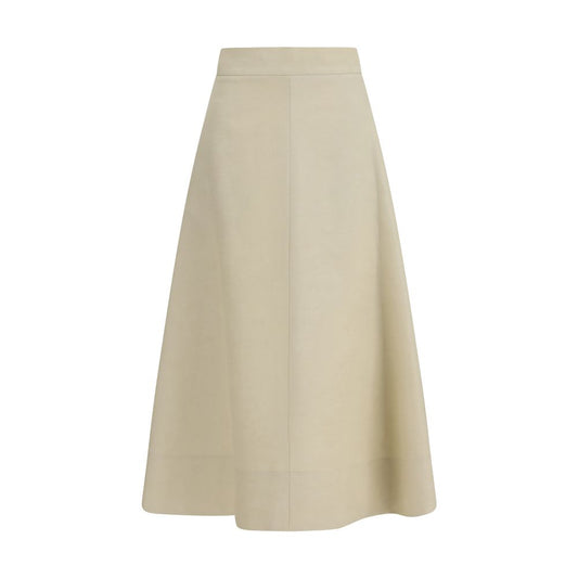 Beige Linen Midi Skirt