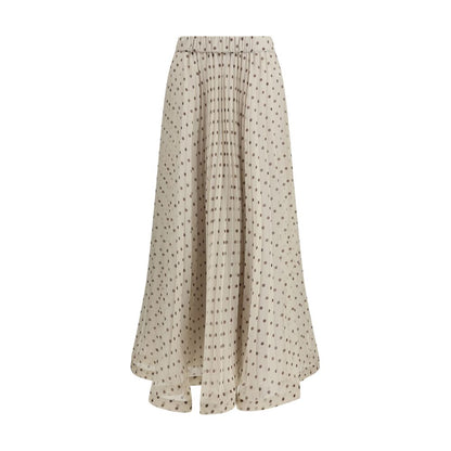 Beige Polyester Long Skirt