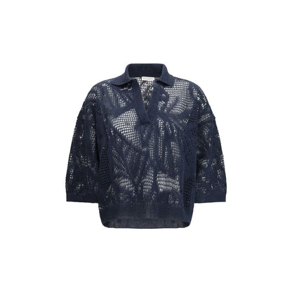 Blue Linen Polo Shirt