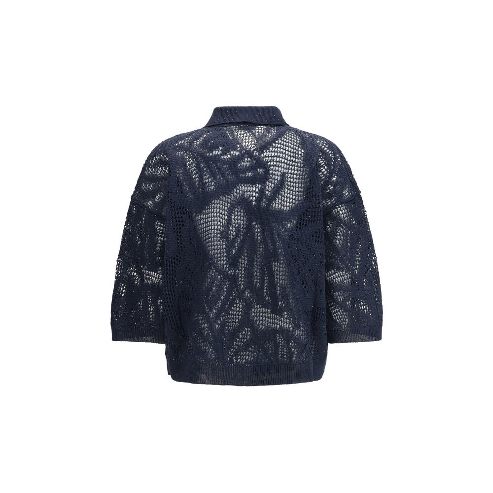 Blue Linen Polo Shirt