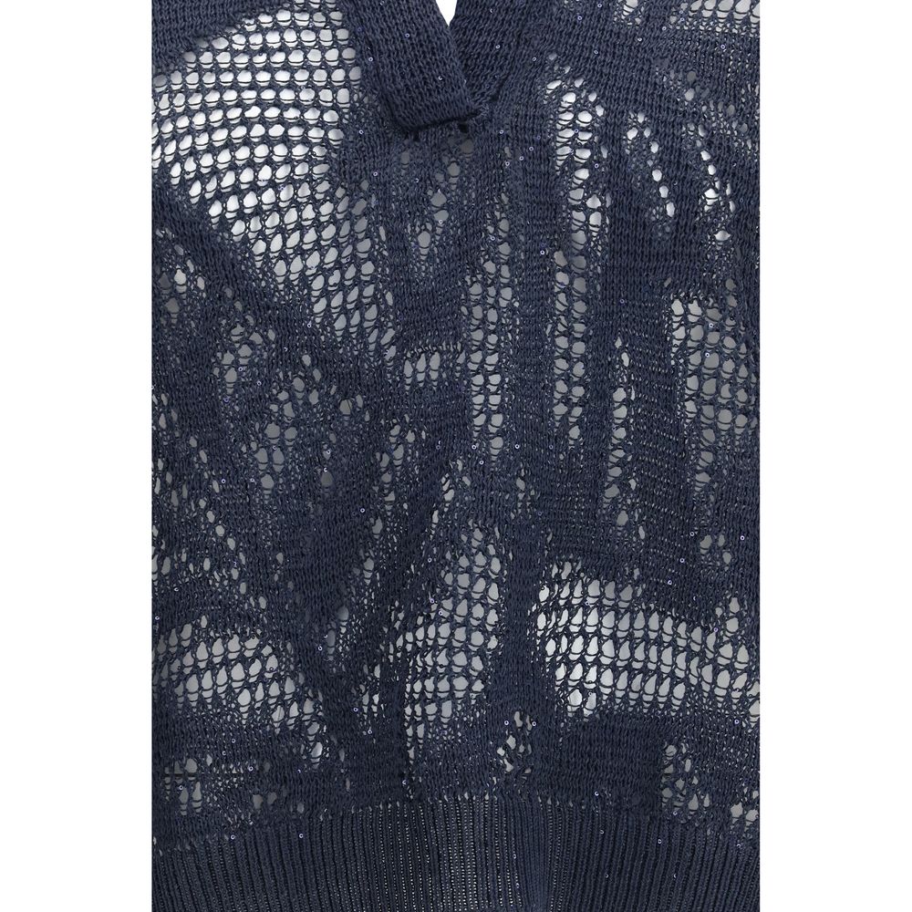 Blue Linen Polo Shirt