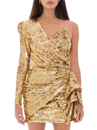Bicolor Polyamide Short Dress