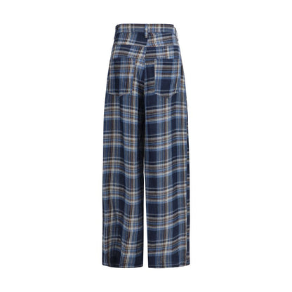 Blue Linen Casual Pants