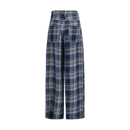 Blue Linen Casual Pants