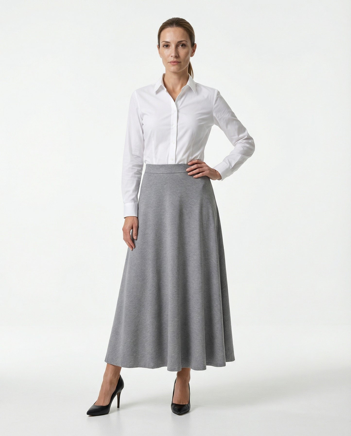 Gray Cotton Long Skirt
