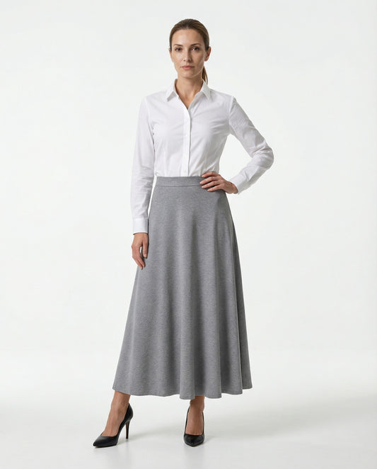 Gray Cotton Long Skirt
