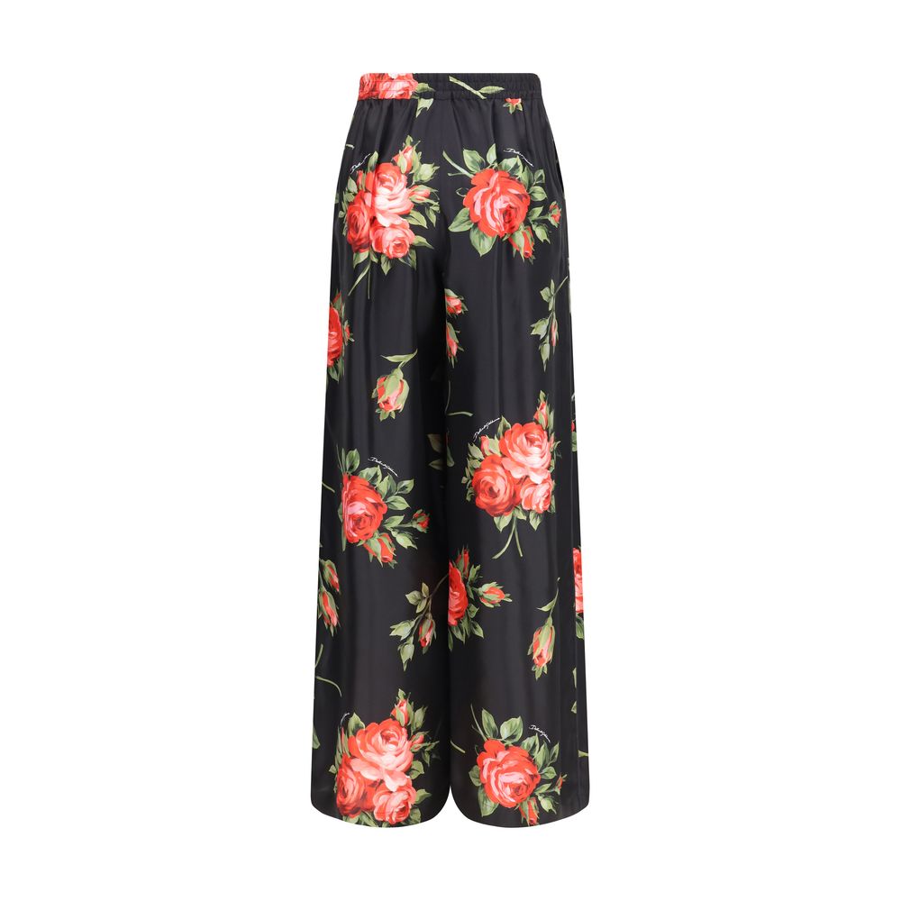 Multicolor Silk Casual Pants