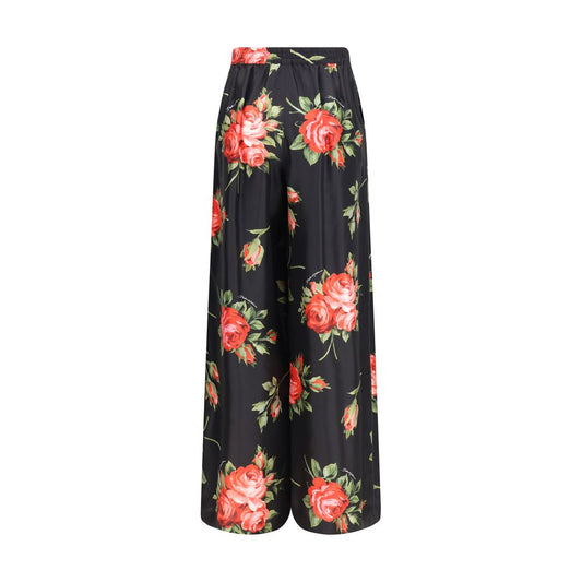 Multicolor Silk Casual Pants