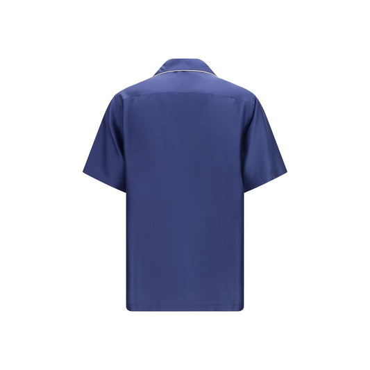 Blue Silk Shortsleeve Shirt