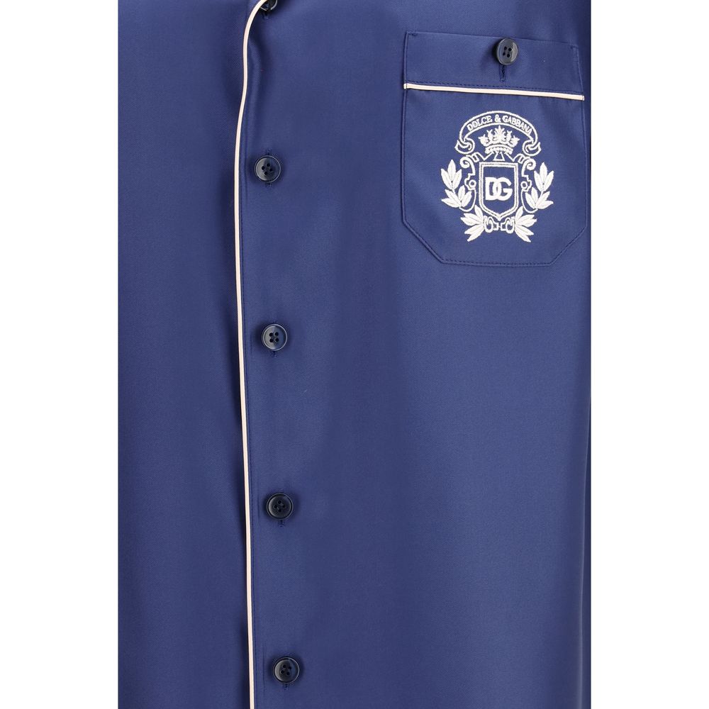 Blue Silk Shortsleeve Shirt