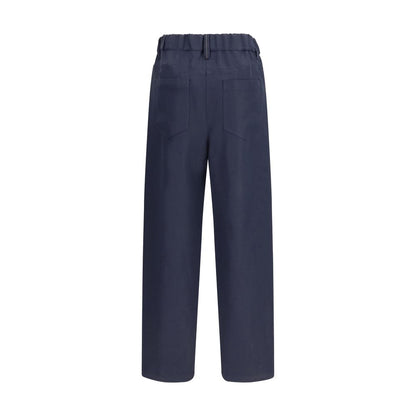 Blue Viscose Casual Pants