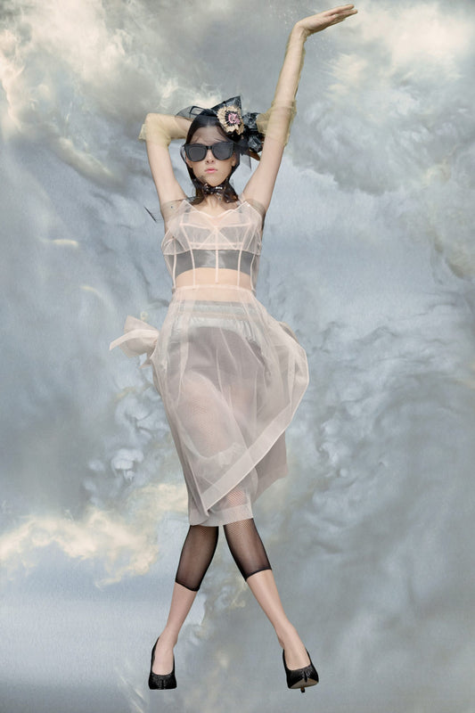 Multicolor Fibres Midi Dress