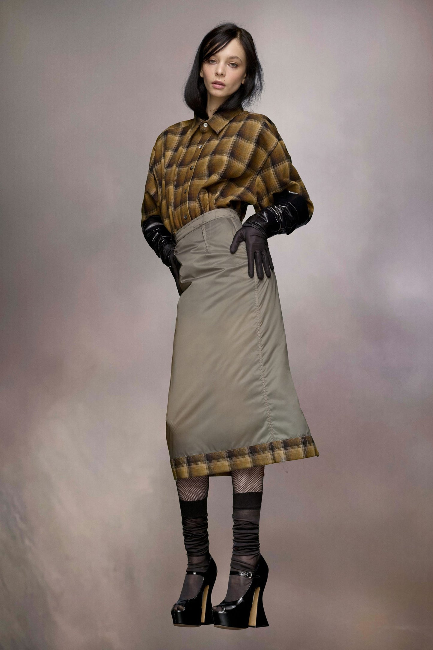 Gray Fibres Midi Skirt