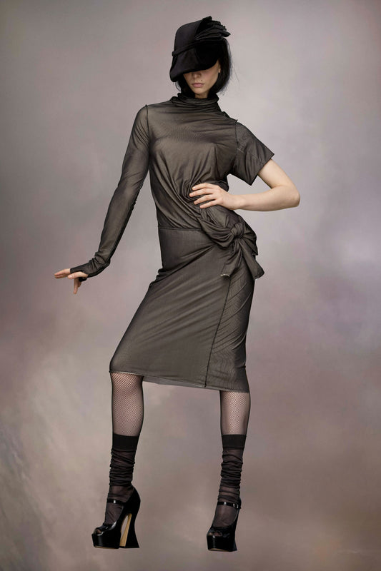 Bicolor Fibres Midi Dress