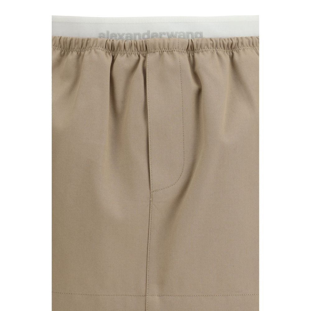 Beige Cotton Mini Skirt