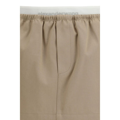 Beige Cotton Mini Skirt
