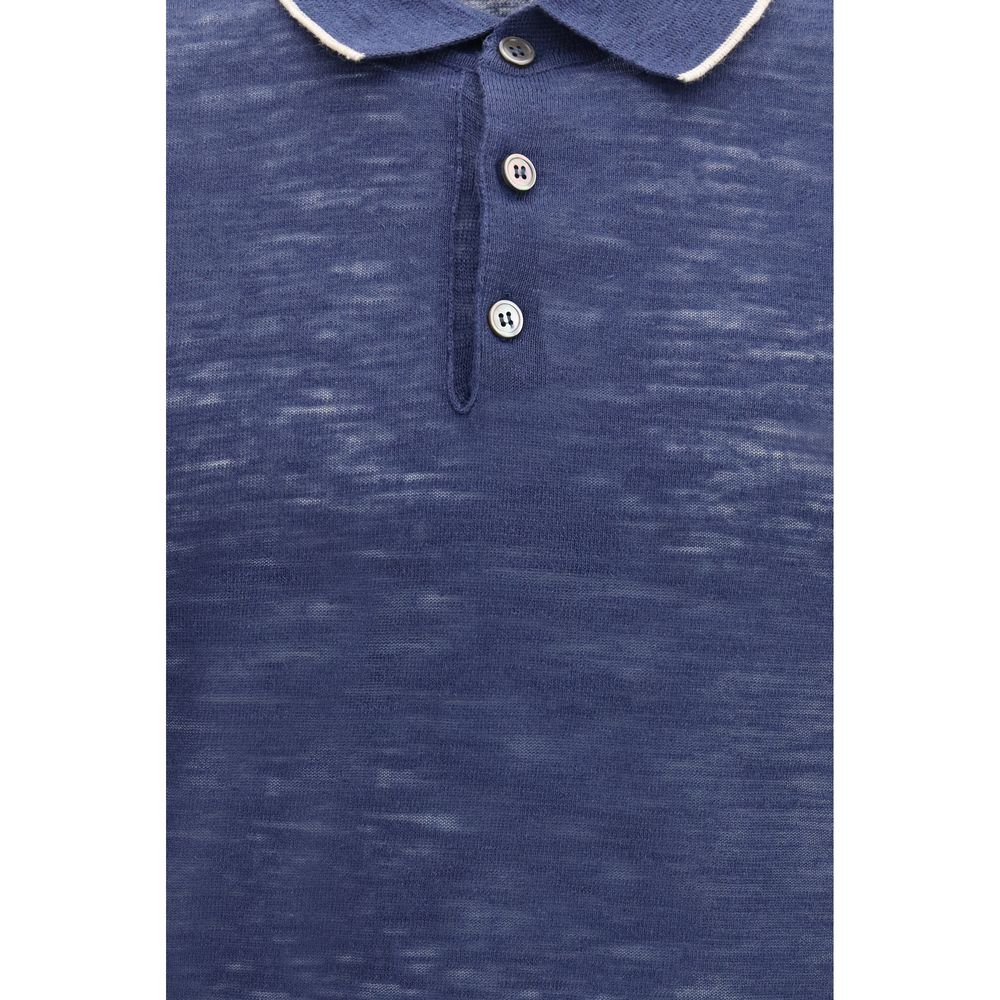 Blue Linen Polo Shirt