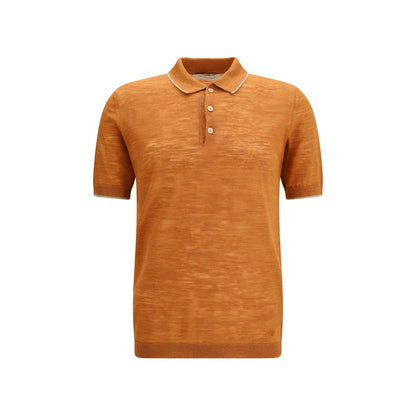 Orange Linen Polo Shirt