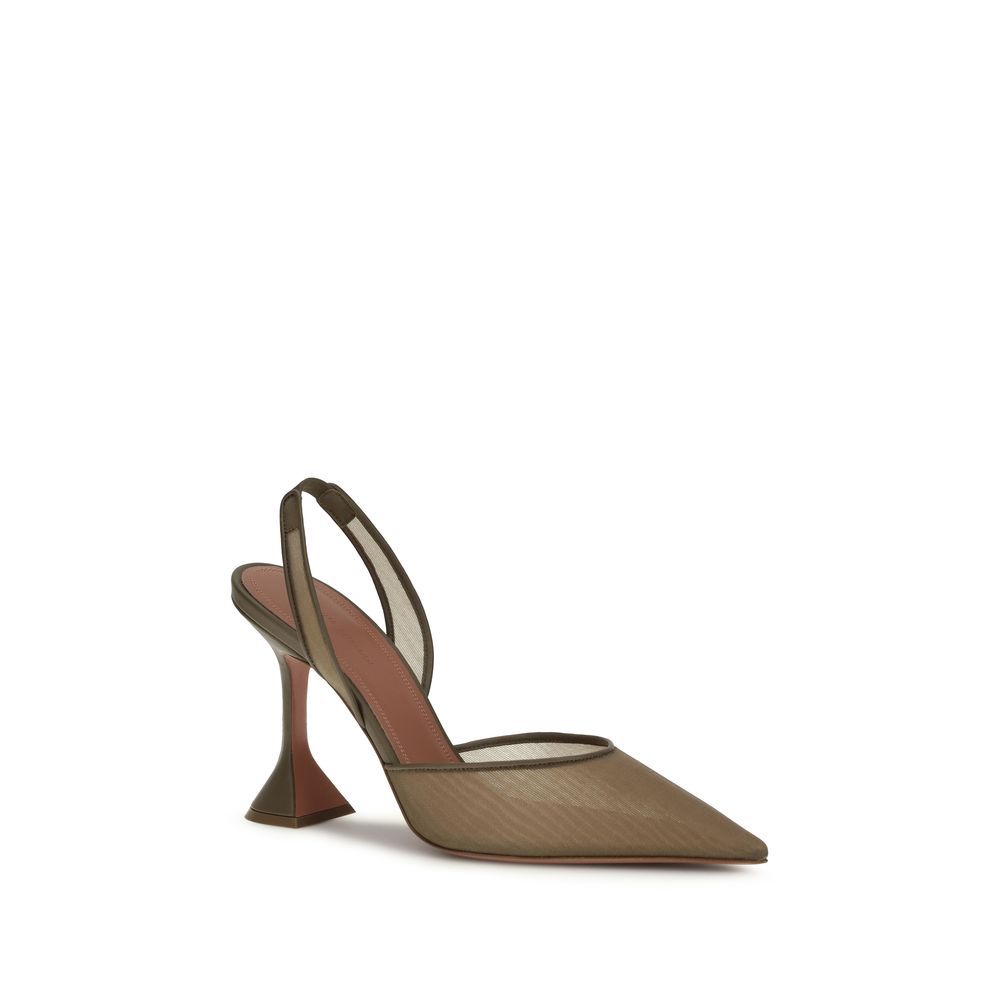 Brown Fabric Platform Pumps