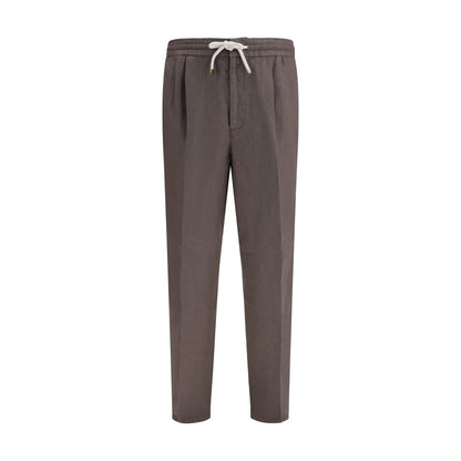 Gray Linen Casual Pants
