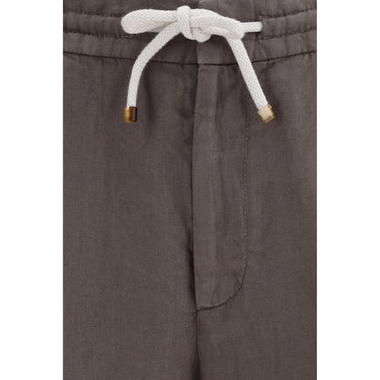 Gray Linen Casual Pants