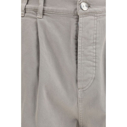Brown Cotton Casual Pants