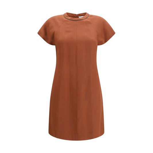Brown Viscose Casual Dress