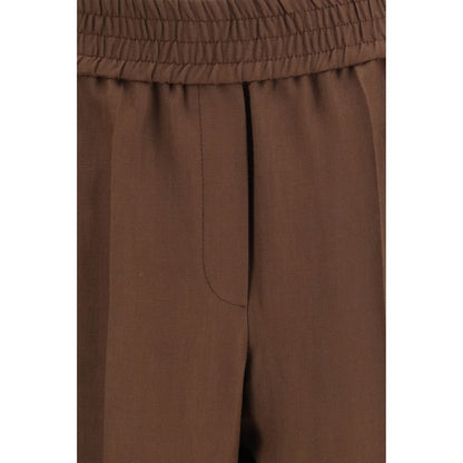 Brown Viscose Casual Pants