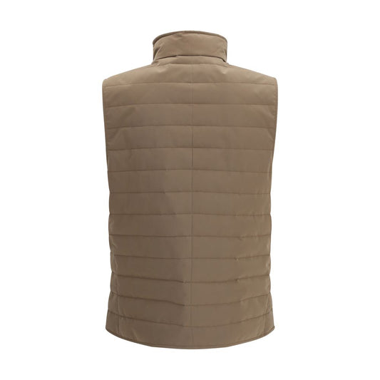 Beige Polyester Sleeveless Jacket
