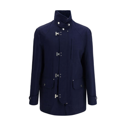 Blue Cotton Full-Length Jacket