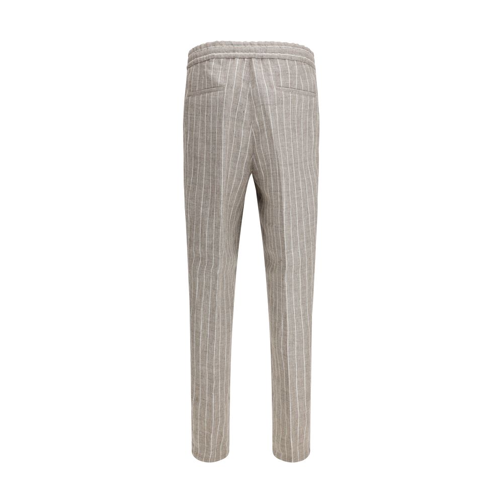 Beige Linen Casual Pants