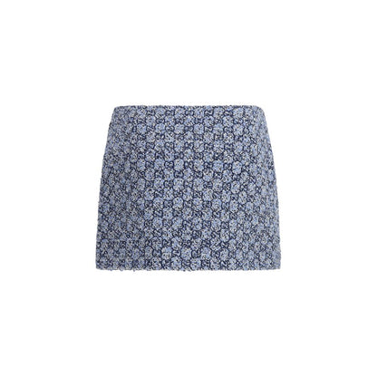 Blue Cotton Mini Skirt