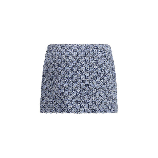 Blue Cotton Mini Skirt