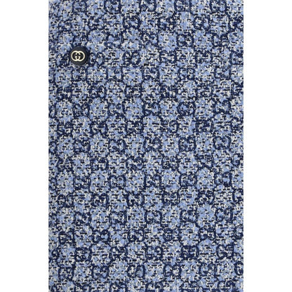 Blue Cotton Mini Skirt