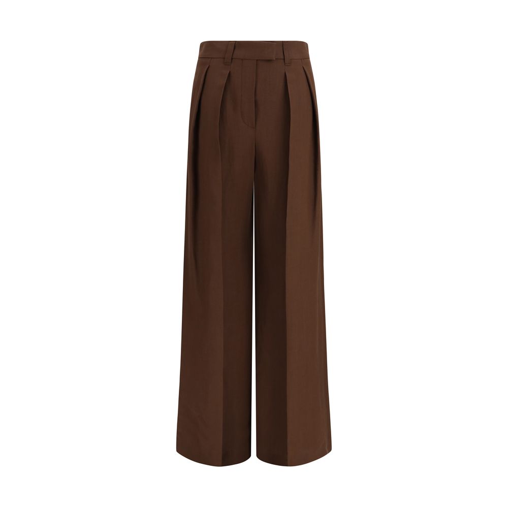 Brown Viscose Casual Pants